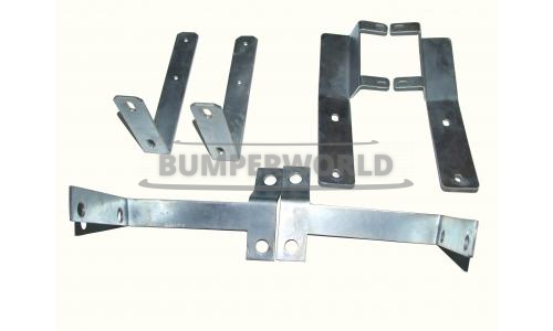 Set Fiat 124 Spider Conversion bumper brackets front and rear for the conversion of the later 1975-1985 large USA rubber bumpers to our European set.